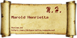 Marold Henrietta névjegykártya
